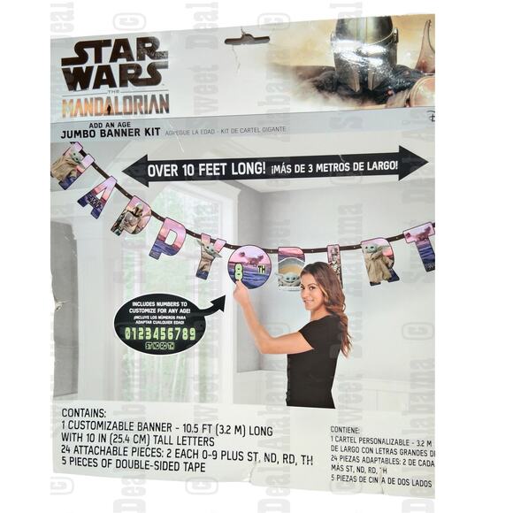 Star Wars Mandalorian "Happy Birthday" Add-An-Age Letter Banner - 10.5" x 120" - Picture 1 of 5